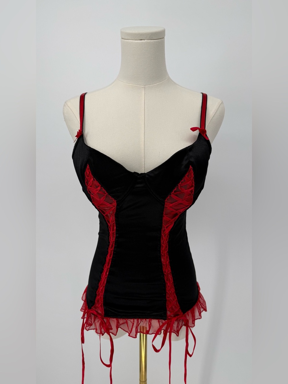 Native Intimates Black and Red Lace Bustier Bodysuit